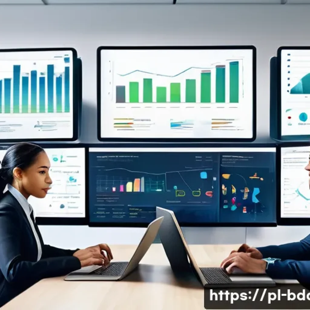 빅데이터 기술자와 IT 인프라 통합 사례 - A modern IT office environment showing a diverse team of data engineers and IT infrastructure specia...