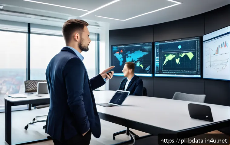 빅데이터 기술자의 글로벌 직무 확장 기회 - A professional big data specialist working collaboratively in a modern international office environm...