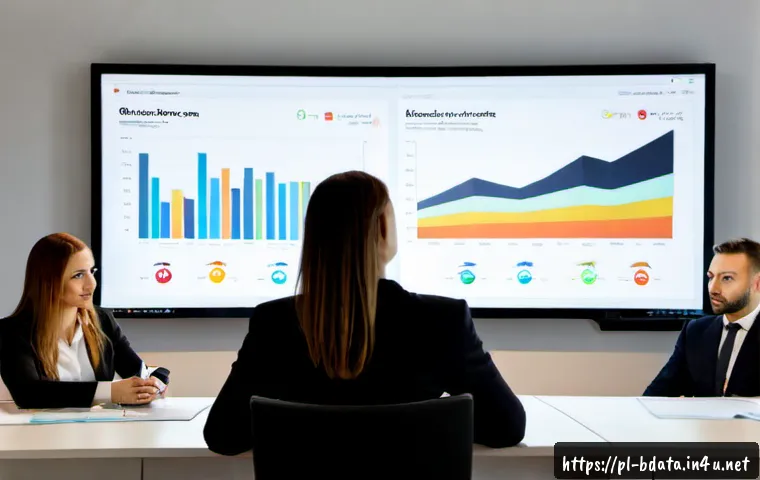 Home 17 빅데이터 프로젝트 성과 측정 방법 - Photorealistic Polish business analytics team in a bright modern Warsaw office, three diverse profes...