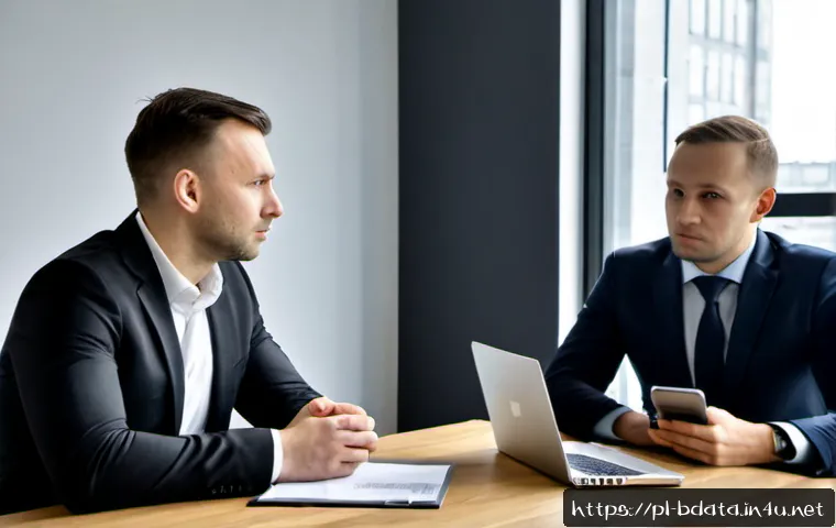 Home 17 빅데이터 기술자 인터뷰 시 실수 사례 - Photorealistic job interview scene in a modern Warsaw technology office, a nervous big data engineer...